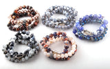3pc Brown Bracelet Set - Stone & Glass Crystal Pave Bracelets