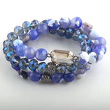 3pc Brown Bracelet Set - Stone & Glass Crystal Pave Bracelets