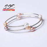 Natural Freshwater Pearl Rice Bracelet for Women Birthday Jewelry