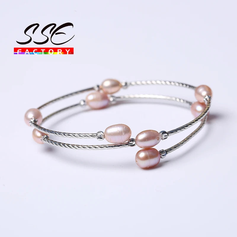 Natural Freshwater Pearl Rice Bracelet for Women Birthday Jewelry
