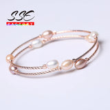 Natural Freshwater Pearl Rice Bracelet for Women Birthday Jewelry