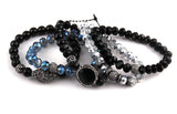 Natural Stone & Glass Crystal Pave Bracelets Set
