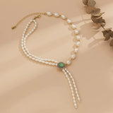Pearl Tassel Choker Necklace Women Wedding Party Long Necklace