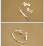 Silver Daisy Flower Cuff Bangle Bracelet Women Accessories