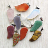 Natural Stone Angel Wings Charms Pendants for Jewelry Making