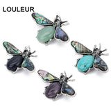 Bee Natural Stone Pearl Abalone Shell Pendant Charm Jewelry Making