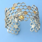 Bee Open Bracelet Hollow Honeycomb Alloy Geometric Charm Jewelry