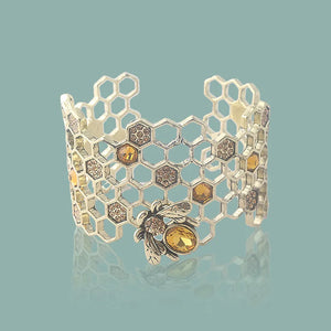 Bee Open Bracelet Hollow Honeycomb Alloy Geometric Charm Jewelry