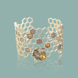 Bee Open Bracelet Hollow Honeycomb Alloy Geometric Charm Jewelry
