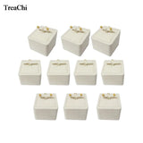 Beige Velvet Stud Jewelry Display Tower Wooden Earring Holder