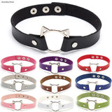 Gothic Bell Pendant PU Leather Choker Necklace for Women