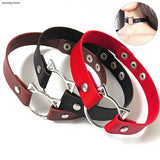 Gothic Bell Pendant PU Leather Choker Necklace for Women