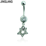 Star Rhinestone Navel Piercing Stainless Steel Belly Ring