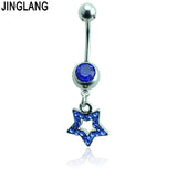 Star Rhinestone Navel Piercing Stainless Steel Belly Ring
