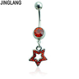 Star Rhinestone Navel Piercing Stainless Steel Belly Ring