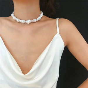 Baroque Pearl Necklace Irregular Choker Collar Party Jewelry