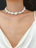 Baroque Pearl Necklace Irregular Choker Collar Party Jewelry