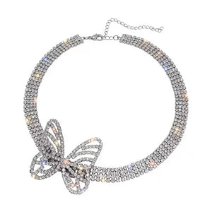Butterfly Rhinestone Necklace Vintage Choker