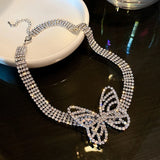 Butterfly Rhinestone Necklace Vintage Choker