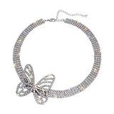 Butterfly Rhinestone Necklace Vintage Choker