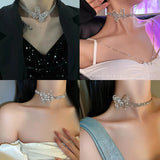 Butterfly Rhinestone Necklace Vintage Choker