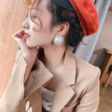 Big Pearl Crystal Ear Clips Statement Earrings