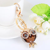 Crystal Owl Keychain Rhinestone Trinket Car Key Ring Women Holder Bag Pendant