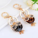 Crystal Owl Keychain Rhinestone Trinket Car Key Ring Women Holder Bag Pendant