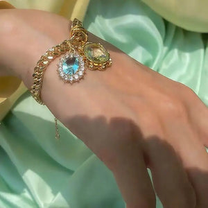 Crystal Stones Bracelet For Women Thick Chain Jewelry Christmas
