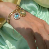Crystal Stones Bracelet For Women Thick Chain Jewelry Christmas