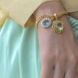 Crystal Stones Bracelet For Women Thick Chain Jewelry Christmas