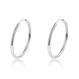 925 Sterling Silver Big Ear Hoop Earrings, Glossy Female Charm Jewelry Gift
