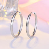 925 Sterling Silver Big Ear Hoop Earrings, Glossy Female Charm Jewelry Gift