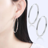 925 Sterling Silver Big Ear Hoop Earrings, Glossy Female Charm Jewelry Gift