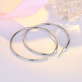 925 Sterling Silver Big Ear Hoop Earrings, Glossy Female Charm Jewelry Gift