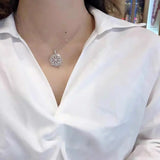 Big Flower Pendant AAAAA Zircon CZ 925 Sterling Silver Wedding Pendant
