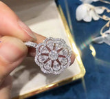 Big Flower Pendant AAAAA Zircon CZ 925 Sterling Silver Wedding Pendant