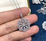 Big Flower Pendant AAAAA Zircon CZ 925 Sterling Silver Wedding Pendant