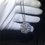 Big Flower Pendant AAAAA Zircon CZ Silver Pendants with Necklace for Women