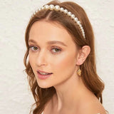 Big Pearl Bride Hair Accessories Wedding Crown Headband For Women Girl Hair Band