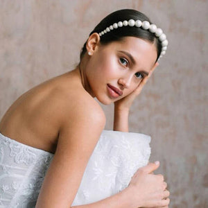 Big Pearl Bride Hair Accessories Wedding Crown Headband For Women Girl Hair Band