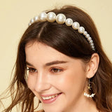 Big Pearl Bride Hair Accessories Wedding Crown Headband For Women Girl Hair Band