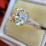Women's Big Round Crystal Zircon Stone Ring, Wedding Jewelry