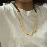 10MM Flat Herringbone Choker Necklace Punk Snake Chain 14-30in
