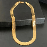 10MM Flat Herringbone Choker Necklace Punk Snake Chain 14-30in