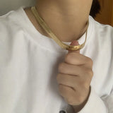 10MM Flat Herringbone Choker Necklace Punk Snake Chain 14-30in
