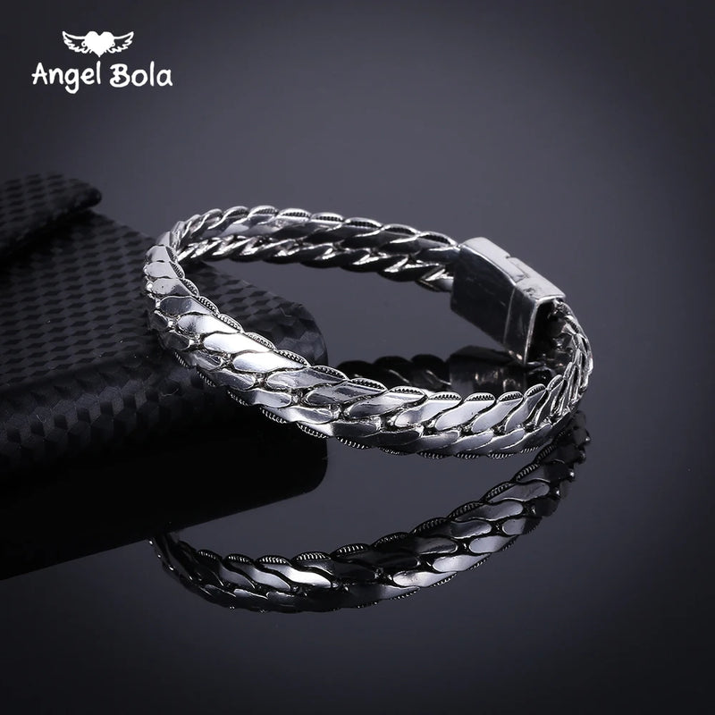 Biker Womens Ancient Silver Bracelet Chain Wristband Punk Skulls