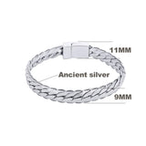 Biker Womens Ancient Silver Bracelet Chain Wristband Punk Skulls