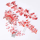 Red Green Hair Combs Crystal Wedding Hair Accessories