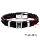 Woven Leather Bracelet Titanium Steel Men Bangle Vintage Gift